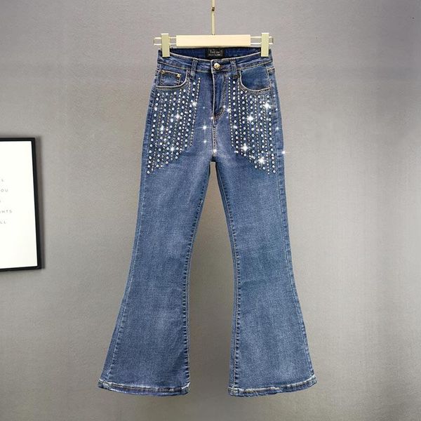 heavy industry diamond-encrusted micro trousers women's spring 2021 high-waist slim slimming flared pants 0127 jeans, Blue
heavy industry diamond-encrusted micro trousers women's spring 2021 high-waist slim slimming flared pants 0127 jeans, Blue
