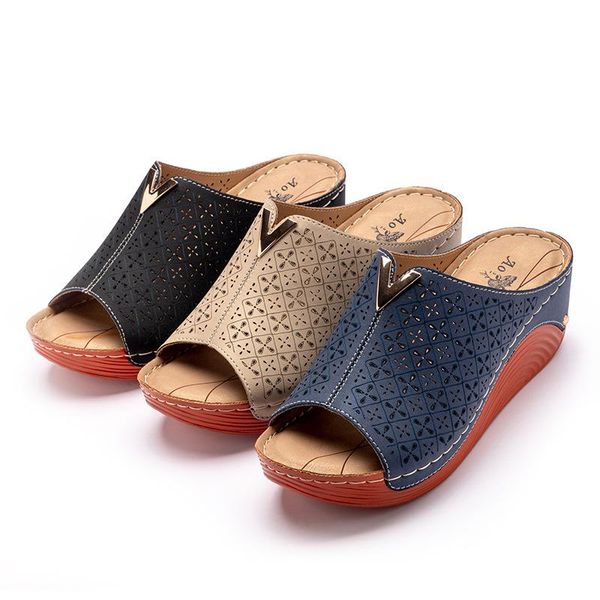 summer large size slope heel slippers female fish mouth thick bottom beach vacation sandals ladies cool women shoes slides, Black
summer large size slope heel slippers female fish mouth thick bottom beach vacation sandals ladies cool women shoes slides, Black