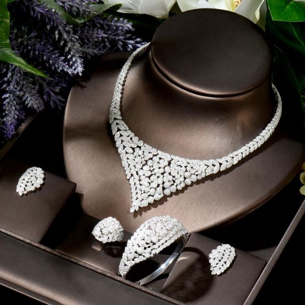 earrings & necklace hibride elegant geometric design wedding zirconia jewelry set micro pave african beads party n-1807, Silver
earrings & necklace hibride elegant geometric design wedding zirconia jewelry set micro pave african beads party n-1807, Silver