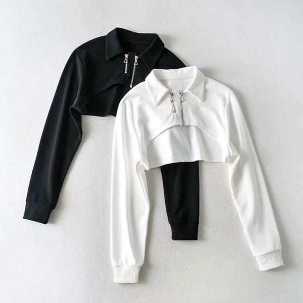 autumn high waist short open double zipper cardigan long sleeve sweater hip street dance solid color thin top, Black
autumn high waist short open double zipper cardigan long sleeve sweater hip street dance solid color thin top, Black