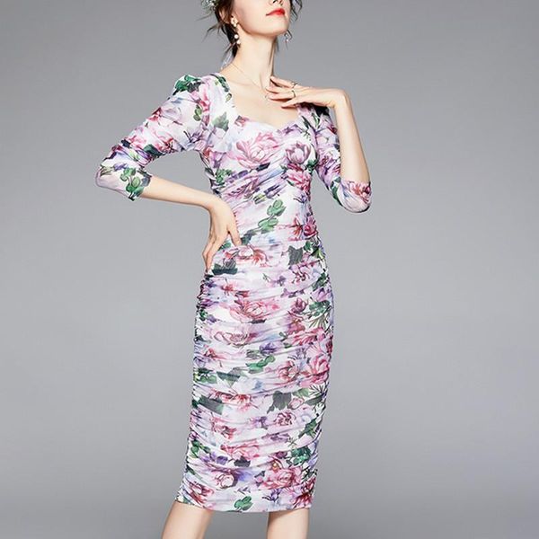 casual dresses flower printed pleated bodycon dress summer runway women puff sleeve elegant simple high waist bag hip draped mesh, Black;gray
casual dresses flower printed pleated bodycon dress summer runway women puff sleeve elegant simple high waist bag hip draped mesh, Black;gray