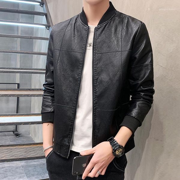 men's leather & faux clothes slim and handsome baseball collar spring autumn casual motorcycle jacket coat wt, Black
men's leather & faux clothes slim and handsome baseball collar spring autumn casual motorcycle jacket coat wt, Black