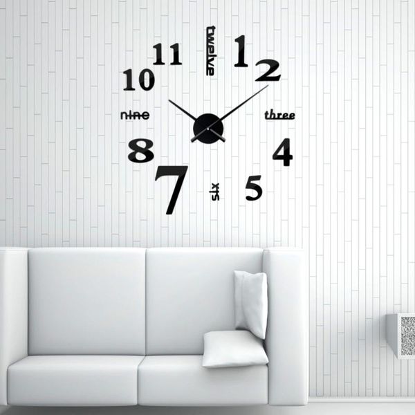 wall clocks modern 3d frameless large clock watches hours diy room home decoration (black) (battery)
wall clocks modern 3d frameless large clock watches hours diy room home decoration (black) (battery)