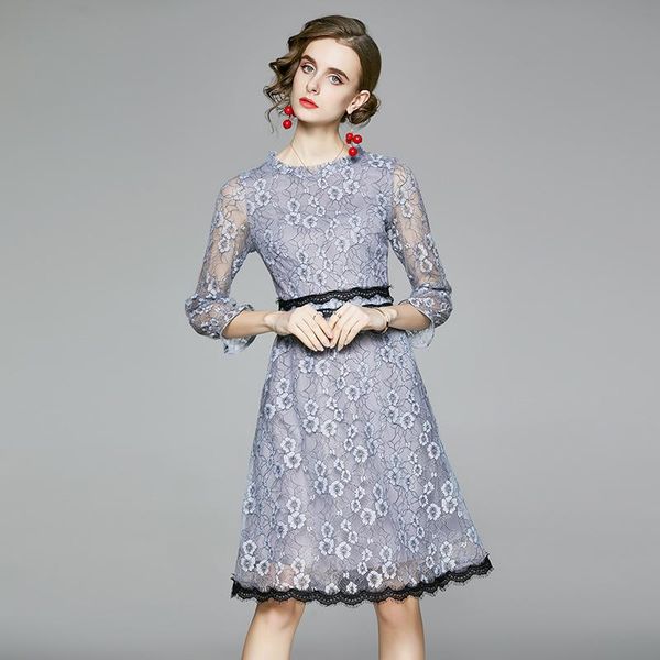 casual dresses lukaxsikax 2021 spring autumn women elegant slim dress sweet flowers lace, Black;gray
casual dresses lukaxsikax 2021 spring autumn women elegant slim dress sweet flowers lace, Black;gray