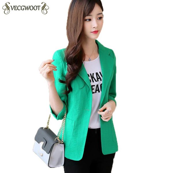 women's suits & blazers thin women 2021 summer cotton linen short suit coat single button solid color slim coats female -3xl hp113, White;black 
women's suits & blazers thin women 2021 summer cotton linen short suit coat single button solid color slim coats female -3xl hp113, White;black