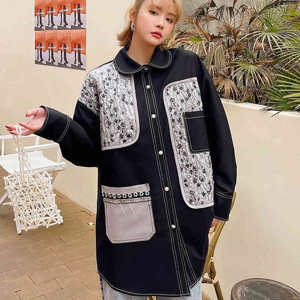 korea chic peter pan collar ladies clothing black blouse plus size women blusas stitching design spring w621 210510, White
korea chic peter pan collar ladies clothing black blouse plus size women blusas stitching design spring w621 210510, White