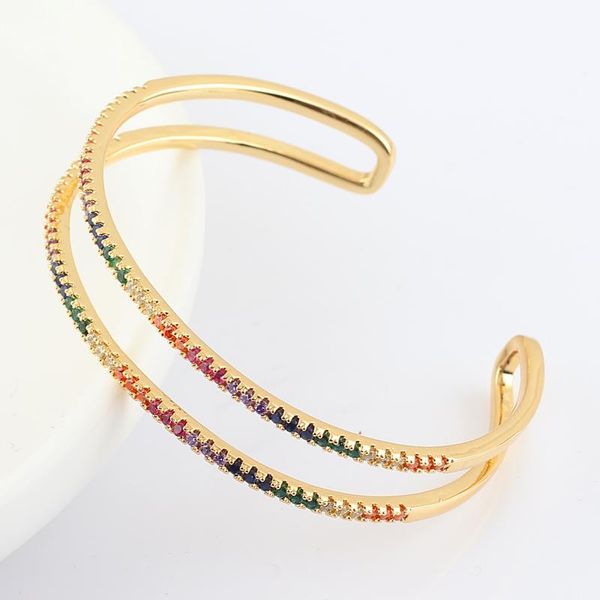 bangle fashion copper rainbow zircon gold color open cuff women bracelet & trendy luxury gift for friend, Black
bangle fashion copper rainbow zircon gold color open cuff women bracelet & trendy luxury gift for friend, Black