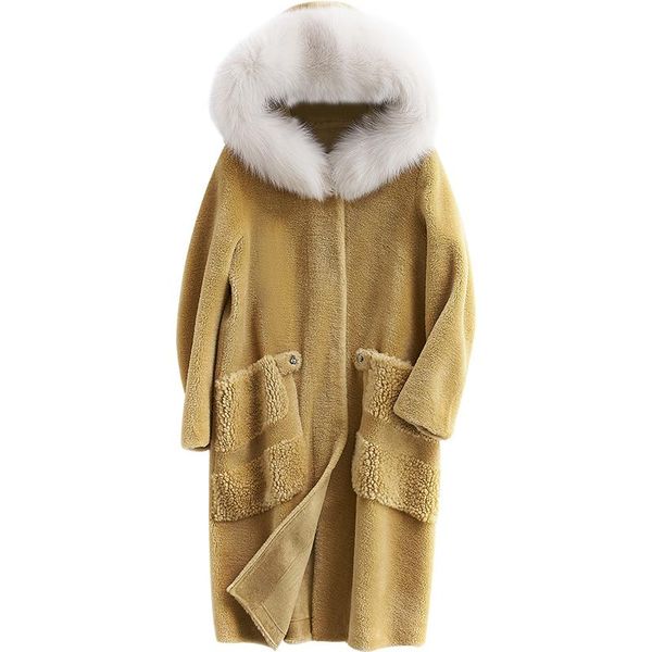 women's fur & faux female collar real 100% wool jacket autumn winter coat women clothes 2021 korean sheep shearling zt4377, Black
women's fur & faux female collar real 100% wool jacket autumn winter coat women clothes 2021 korean sheep shearling zt4377, Black