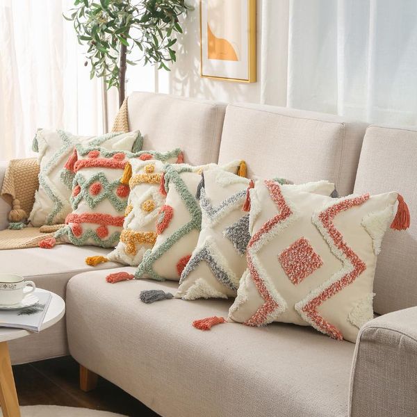cushion/decorative pillow moroccan style plush cover autumn decorative pillows sofa throw cushion with tassel winter luxury living room bed