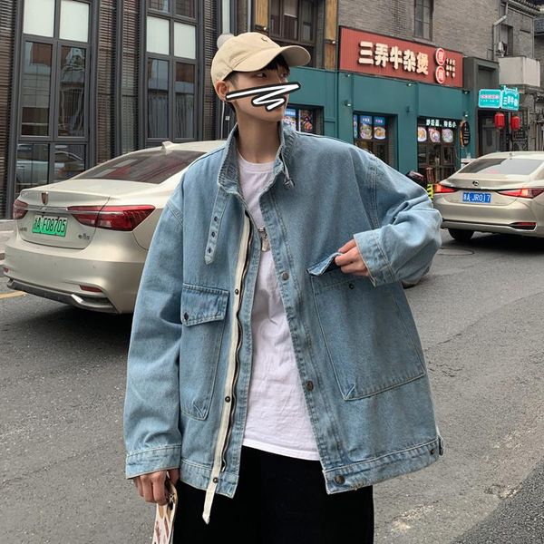 men's jackets 2021 denim men spring solid stand collar long sleeve big pockets casual jean jacket korean fashion jeans coat outerwear, Black;brown
men's jackets 2021 denim men spring solid stand collar long sleeve big pockets casual jean jacket korean fashion jeans coat outerwear, Black;brown