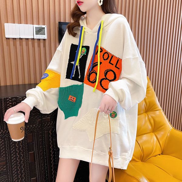 women's sweater loose large women's drs 2021 autumn korean letter color blocking long sleeve casual student coat, Black
women's sweater loose large women's drs 2021 autumn korean letter color blocking long sleeve casual student coat, Black