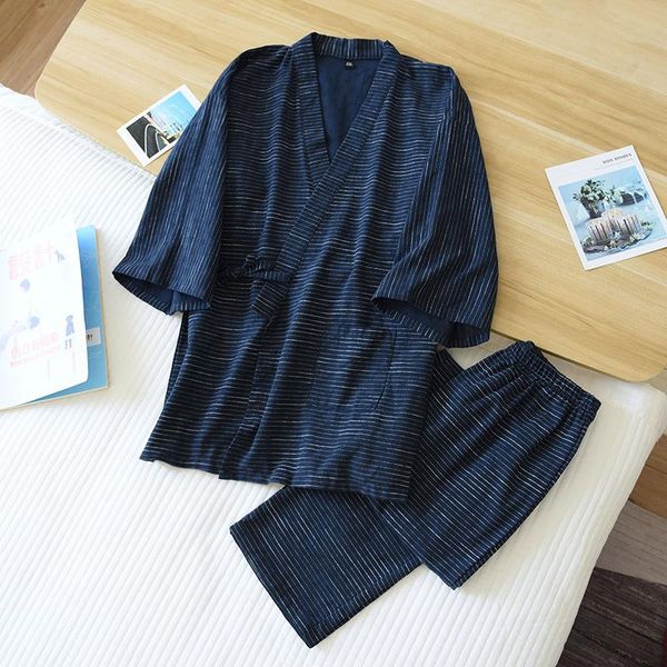 men's sleepwear summer thin cotton two-piece set spring autumn long style kimono trousers pajamas men stripes design nightwear dormir, Black;brown
men's sleepwear summer thin cotton two-piece set spring autumn long style kimono trousers pajamas men stripes design nightwear dormir, Black;brown