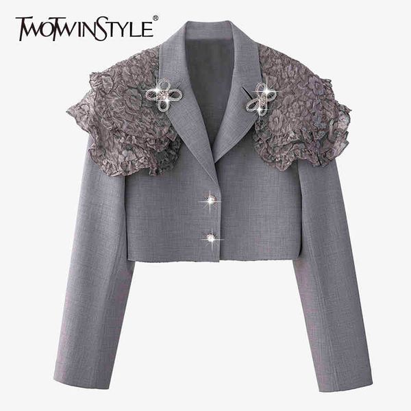 casual patchwork lace blazer for women notched long sleeve diamonds short loose blazers female spring fashion 210524, White;black
casual patchwork lace blazer for women notched long sleeve diamonds short loose blazers female spring fashion 210524, White;black