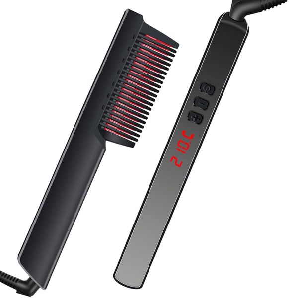 portable hair straightener brush ionic electric hair straightening comb -6 temp settings & anti-scald led display beauty tools, Silver
portable hair straightener brush ionic electric hair straightening comb -6 temp settings & anti-scald led display beauty tools, Silver