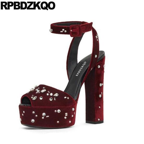 diamond platform shoes nice burgundy open toe heels crystal sandals chunky rhinestone ankle strap peep square velvet women pumps, Black
diamond platform shoes nice burgundy open toe heels crystal sandals chunky rhinestone ankle strap peep square velvet women pumps, Black