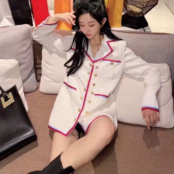 early spring 2021 web celebrity jacket women's double-breasted vintage suit with contrasting colors, Black;brown
early spring 2021 web celebrity jacket women's double-breasted vintage suit with contrasting colors, Black;brown