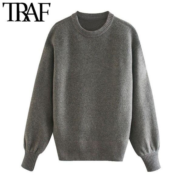 traf women fashion thick warm loose knitted sweater vintage o neck puff sleeve female pullovers chic 210415, White;black
traf women fashion thick warm loose knitted sweater vintage o neck puff sleeve female pullovers chic 210415, White;black