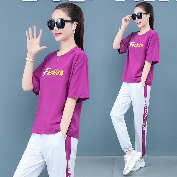 women's tracksuits summer leisure fashion cotton loose fitting sweater two piece sports suit dancing big size show thin, Gray
women's tracksuits summer leisure fashion cotton loose fitting sweater two piece sports suit dancing big size show thin, Gray