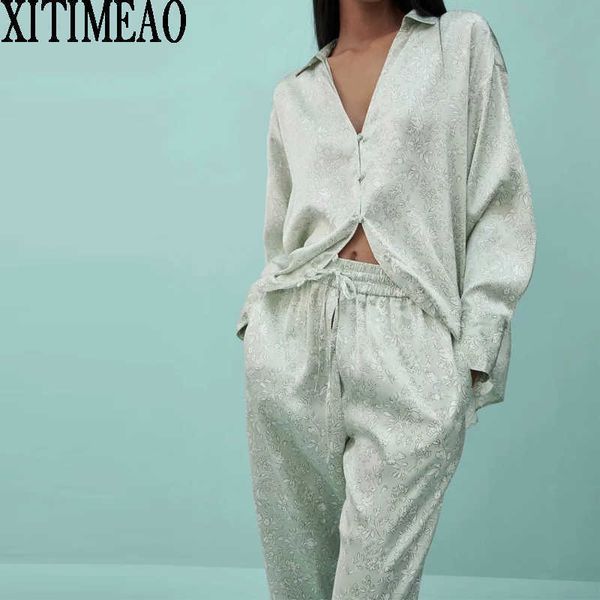 za spring summer women retro printing simple style long sleeve shirt and high waist casual jogging pantschic xitimeao 210602, White
za spring summer women retro printing simple style long sleeve shirt and high waist casual jogging pantschic xitimeao 210602, White