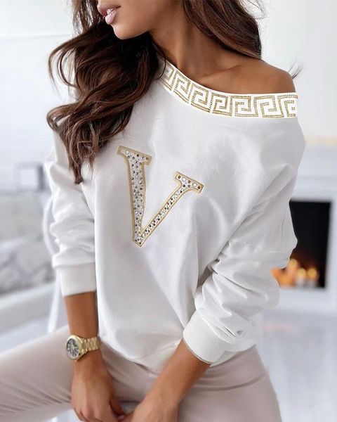 women's sweaters sweater autumn rhinestone letter long sleeve casual 2021, White;black
women's sweaters sweater autumn rhinestone letter long sleeve casual 2021, White;black