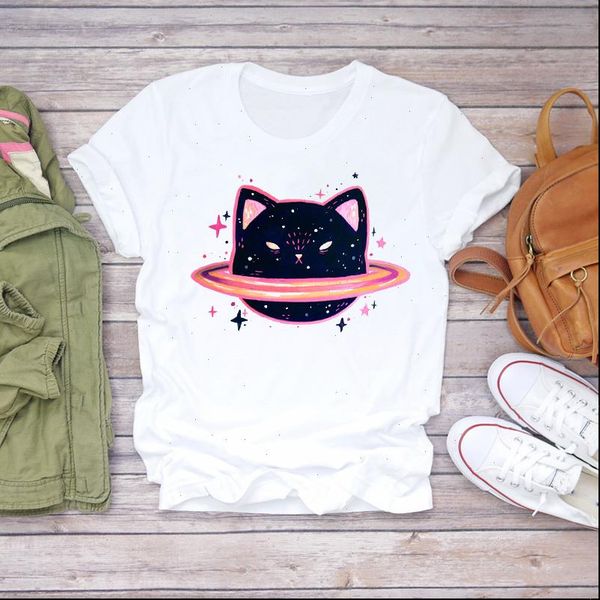 cat space watercolor clothing womens t shirt printing short sleeve 90s print graphic female tee, White
cat space watercolor clothing womens t shirt printing short sleeve 90s print graphic female tee, White