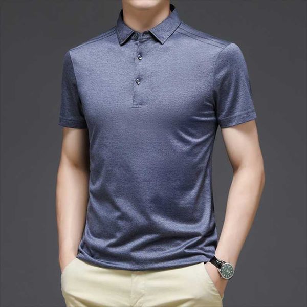 men's polos natural silk men short sleeve fashion business casual sport golf fit loose solid color soft male shirt, White;black
men's polos natural silk men short sleeve fashion business casual sport golf fit loose solid color soft male shirt, White;black