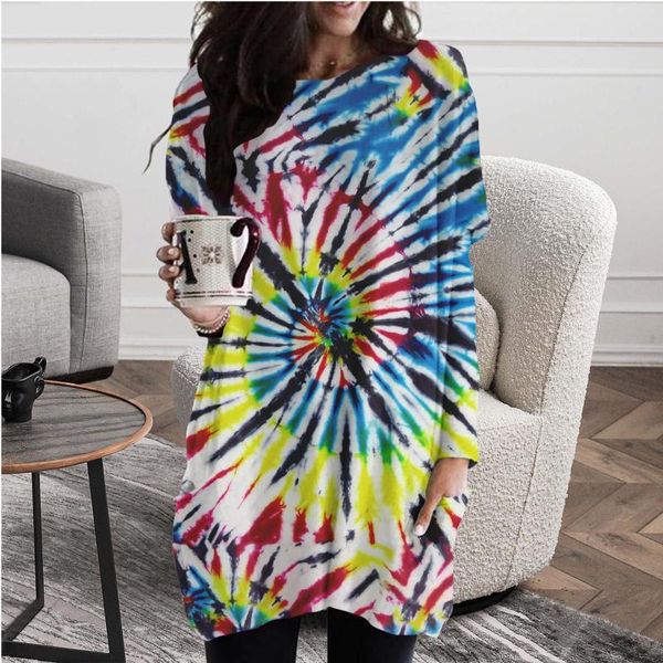 casual dresses loose plus size women t-shirt tie-dye printing o-neck long sleeve tunic with pockets for women's clothing, Black;gray
casual dresses loose plus size women t-shirt tie-dye printing o-neck long sleeve tunic with pockets for women's clothing, Black;gray
