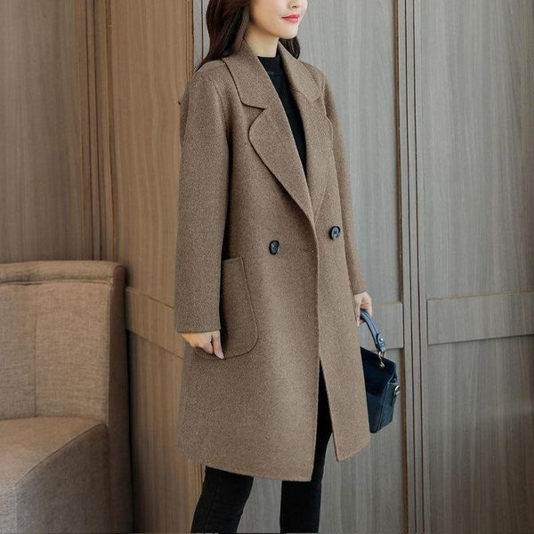women's wool & blends autumn winter slim long coats female cashmere ladies england style woolen overcoat plus size 5xl a273, Black 
women's wool & blends autumn winter slim long coats female cashmere ladies england style woolen overcoat plus size 5xl a273, Black