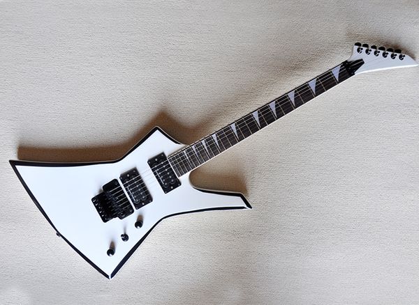 white unusual shaped electric guitar with humbuckers pickups,floyd rose,rosewood fingerboard,can be customized as request
white unusual shaped electric guitar with humbuckers pickups,floyd rose,rosewood fingerboard,can be customized as request