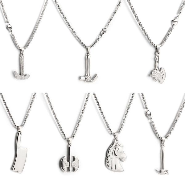 chains varied hammer pendants necklace axe pendant kitchen knife necklaces horse choker men women jewelry punk steel square, Silver
chains varied hammer pendants necklace axe pendant kitchen knife necklaces horse choker men women jewelry punk steel square, Silver
