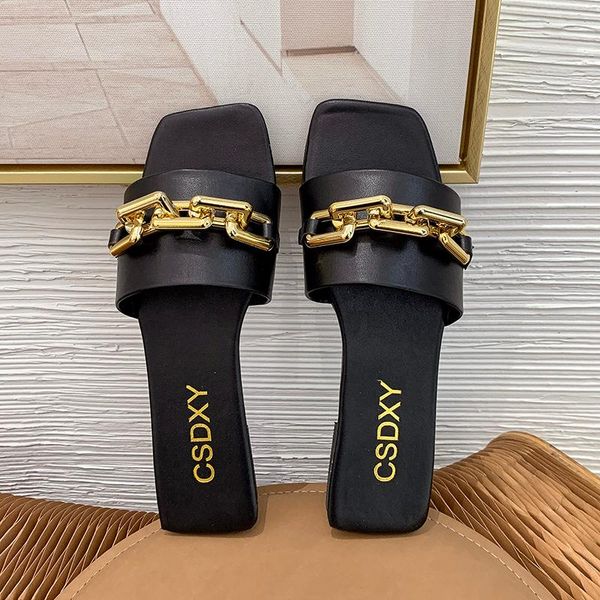 slippers flat women summer square head open toe outdoor ladies slides metal chain flip flops female beach shoes sandalias mujer, Black
slippers flat women summer square head open toe outdoor ladies slides metal chain flip flops female beach shoes sandalias mujer, Black