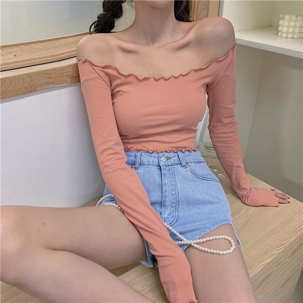 women's t-shirt one-shoulder bottoming shirt women spring slim short cropped long-sleeved, White
women's t-shirt one-shoulder bottoming shirt women spring slim short cropped long-sleeved, White