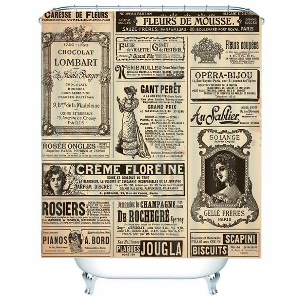po printed shower curtain creative spaper bathroom curtains modern fashion waterproof