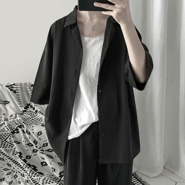 men's casual shirts summer korean dress shirt fashion solid color business men streetwear wild loose short sleeve s-2xl, White;black
men's casual shirts summer korean dress shirt fashion solid color business men streetwear wild loose short sleeve s-2xl, White;black
