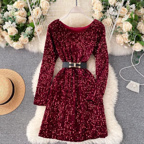 sequin party dress red blue golded glitter for women round neck long sleeve autumn winter mini club vestidos casual dresses, Black;gray
sequin party dress red blue golded glitter for women round neck long sleeve autumn winter mini club vestidos casual dresses, Black;gray