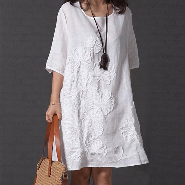 plus size women dress 5xl womens embroidery midi half sleeve o neck loose solid dresses for female casual clothes, Black;gray
plus size women dress 5xl womens embroidery midi half sleeve o neck loose solid dresses for female casual clothes, Black;gray