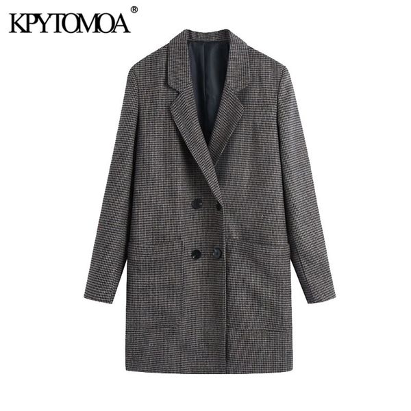 women fashion double breasted houndstooth blazer coat vintage long sleeve pockets female outerwear chic 210420, White;black
women fashion double breasted houndstooth blazer coat vintage long sleeve pockets female outerwear chic 210420, White;black