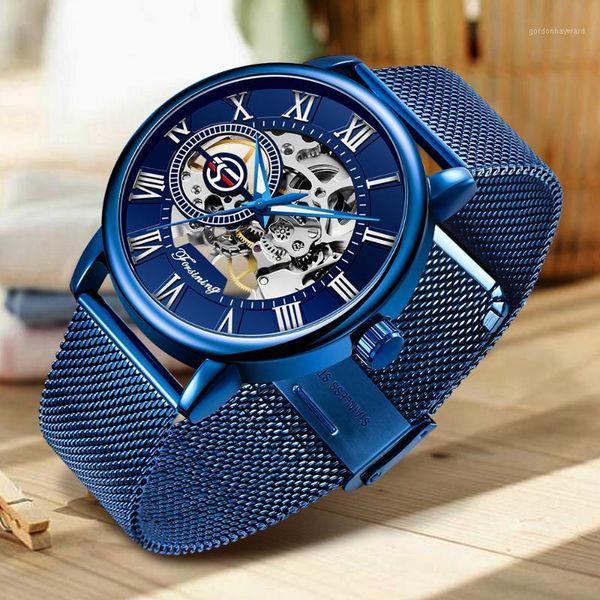 wristwatches forsining 3d logo design hollow engraving all blue case mesh steel skeleton mechanical watches men heren horloge, Slivery;brown
wristwatches forsining 3d logo design hollow engraving all blue case mesh steel skeleton mechanical watches men heren horloge, Slivery;brown