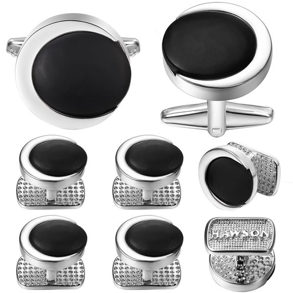 luxury round cufflink 8 pcs set black & gray stone tuxedo shirt collar cuff studs for men with hawson, Silver
luxury round cufflink 8 pcs set black & gray stone tuxedo shirt collar cuff studs for men with hawson, Silver