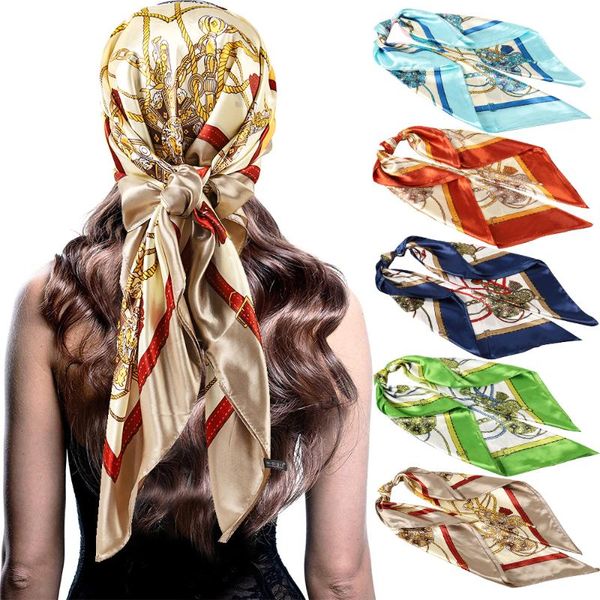 scarves women silk scarf square bandana design brand headband female satin hijab shawl wrap kerchief chain print foulard tudung bawal, Blue;gray
scarves women silk scarf square bandana design brand headband female satin hijab shawl wrap kerchief chain print foulard tudung bawal, Blue;gray