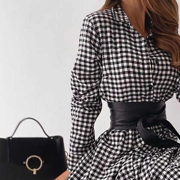women dress womens casual sundress spring lapel shirt long sleeve mid claf vestidos female button robe belted plaid turn down, Black;gray
women dress womens casual sundress spring lapel shirt long sleeve mid claf vestidos female button robe belted plaid turn down, Black;gray