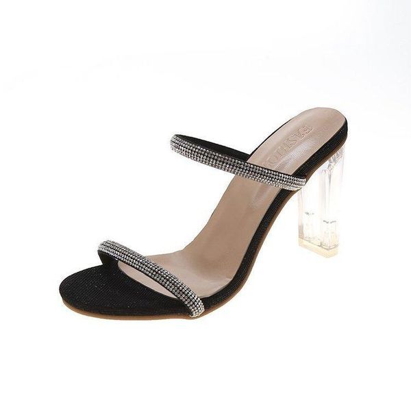 slippers women's rhinestone transparent large size sandals 2021 summer crystal high heels round toe shoes, Black
slippers women's rhinestone transparent large size sandals 2021 summer crystal high heels round toe shoes, Black
