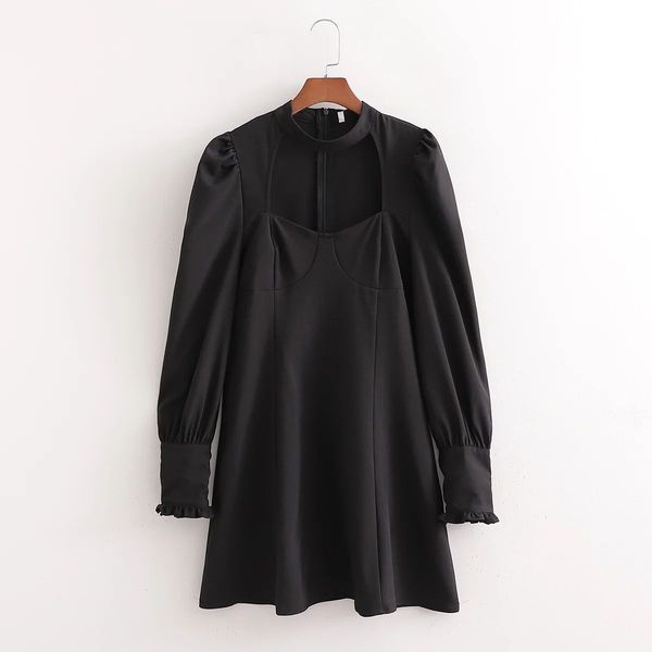 women black dress hollow chest long puff sleeves slim-fit short elegant lady chic woman es 210420, Black;gray
women black dress hollow chest long puff sleeves slim-fit short elegant lady chic woman es 210420, Black;gray