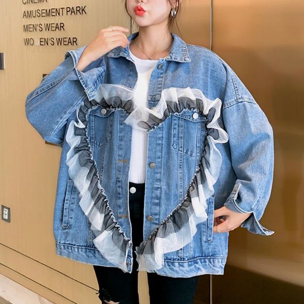 women's jackets coat women denim spring autumn casual style 2021 mesh stitching jacket female korean loose long-sleeved 760b, Black;brown
women's jackets coat women denim spring autumn casual style 2021 mesh stitching jacket female korean loose long-sleeved 760b, Black;brown