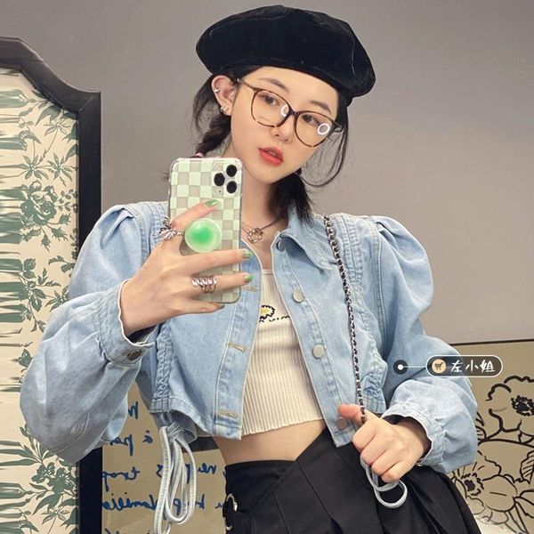 women's jackets early autumn 2021 design sense of niche drawstring short denim jacket women's fashion light blue thin cardigan, Black;brown
women's jackets early autumn 2021 design sense of niche drawstring short denim jacket women's fashion light blue thin cardigan, Black;brown