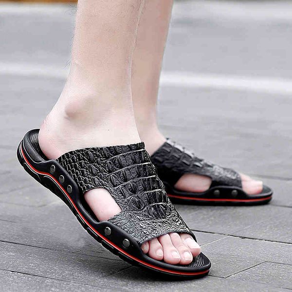 slippers summer men genuine leather casual leisure soft slides massage beach water shoes outdoor men's slippers i53g, Black
slippers summer men genuine leather casual leisure soft slides massage beach water shoes outdoor men's slippers i53g, Black