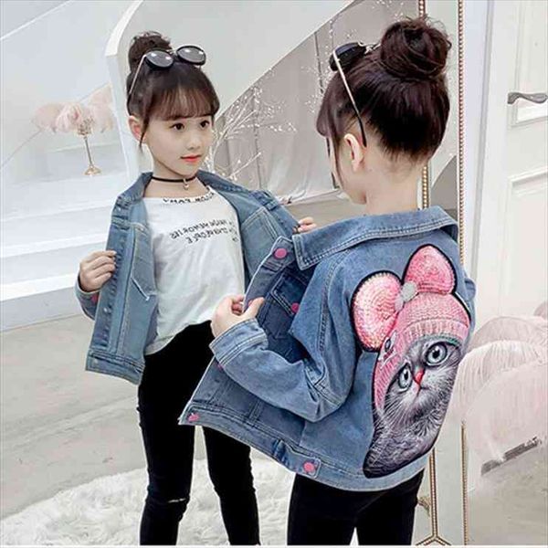girls denim coat 3-12 years old turn-down collar solid childrens clothing cat cartoon spring and autumn kids clothes jackets, Blue;gray
girls denim coat 3-12 years old turn-down collar solid childrens clothing cat cartoon spring and autumn kids clothes jackets, Blue;gray