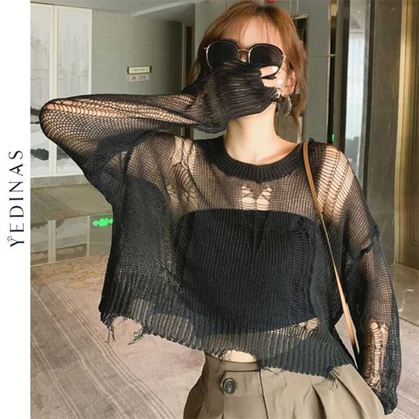 yedinas black gothic thin women pullover loose sweater lady hollow out hole broken streetwear stretch split knit short 211007, White;black
yedinas black gothic thin women pullover loose sweater lady hollow out hole broken streetwear stretch split knit short 211007, White;black