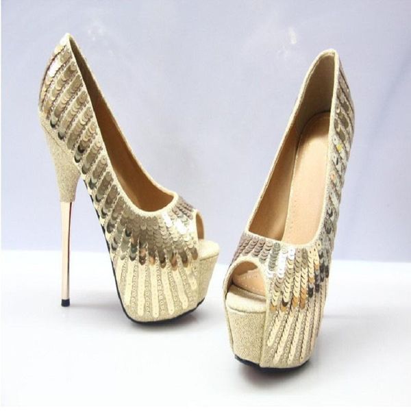 spring and summer fish mouth single shoes super high heel sequined gold wedding sandals, Black
spring and summer fish mouth single shoes super high heel sequined gold wedding sandals, Black