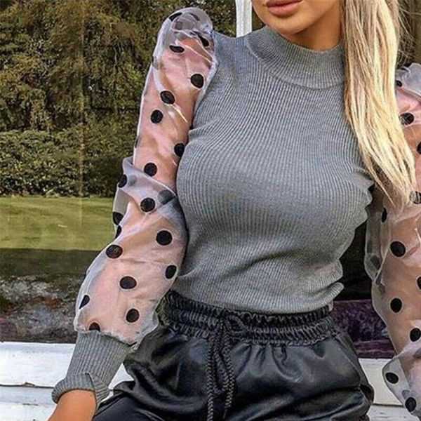 women ladies shirt mesh puff long sleeve shirts turtleneck elegant blouse loose casual club party female blouses blusa, White 
women ladies shirt mesh puff long sleeve shirts turtleneck elegant blouse loose casual club party female blouses blusa, White